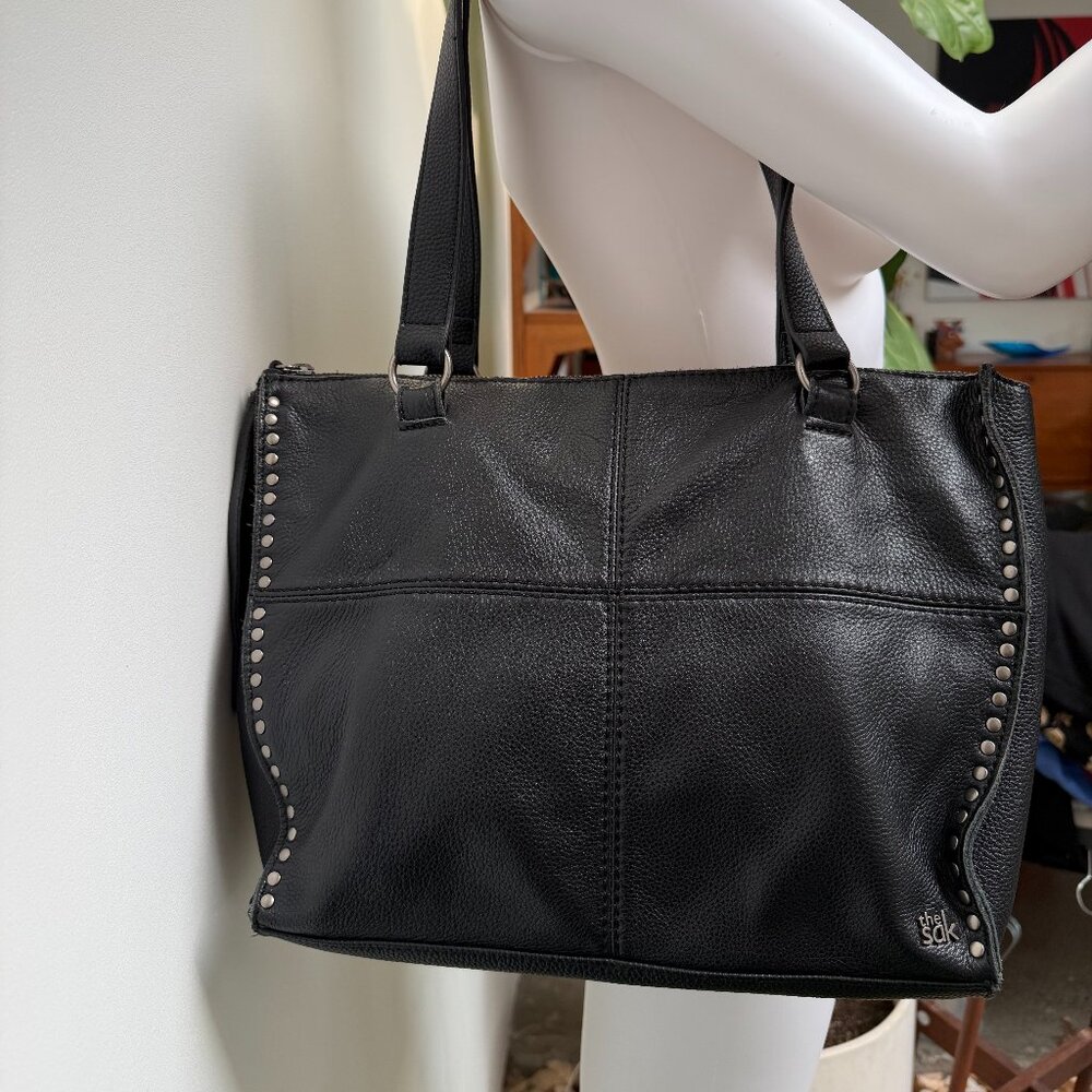 The Sak Black Leather Studded Silverlake Handbag Tote